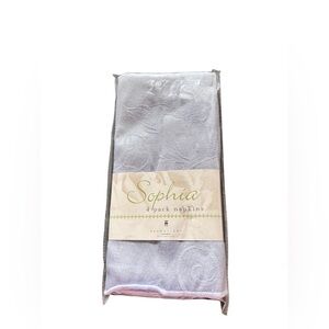 Sophia 4 PK Brownstone Cloth Dining Napkins Gray Cotton Blend Embossed Print New
